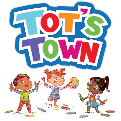 Tot's Town default image depicting three children covered in paint