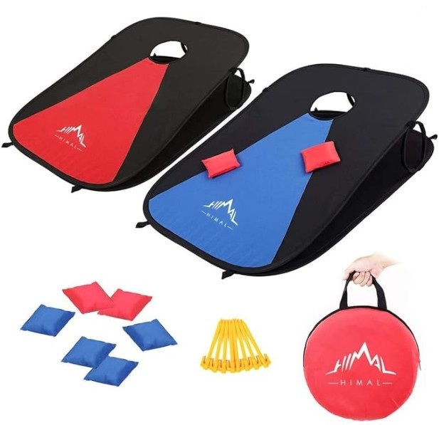Portable Corn Hole Boards in red and blue