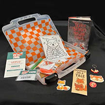 Fox Box example with themed crafts, games, information card, and book. 
