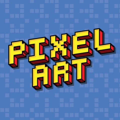 Pixel Art default image with pixelated-style font