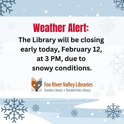 Library closed due to weather at 3 PM