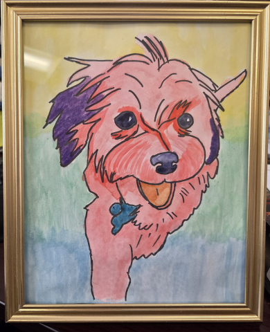 Portrait of a dog in watercolors