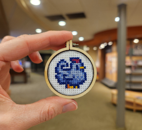 cross stitched blue chicken from Stardew Valley