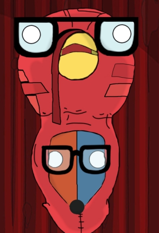 FRVPLD fox logo wearing Tina's glasses and turkey around head