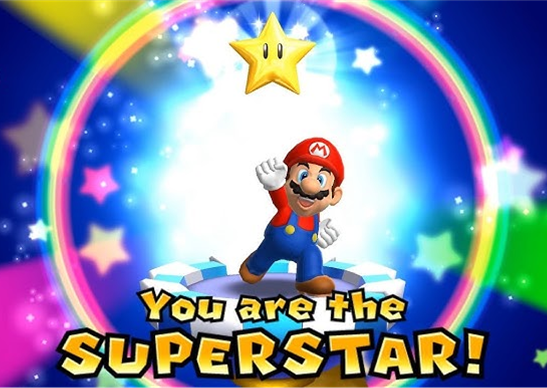 Mario posing with the Super Star Mario Party