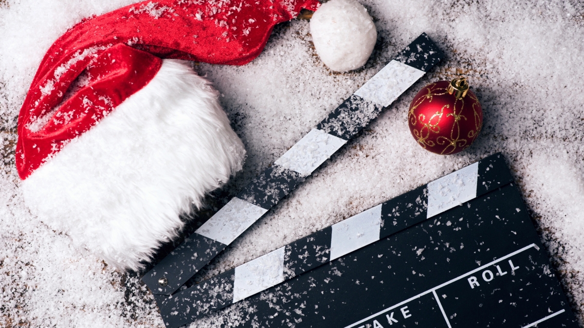 Santa hat and director clapper board