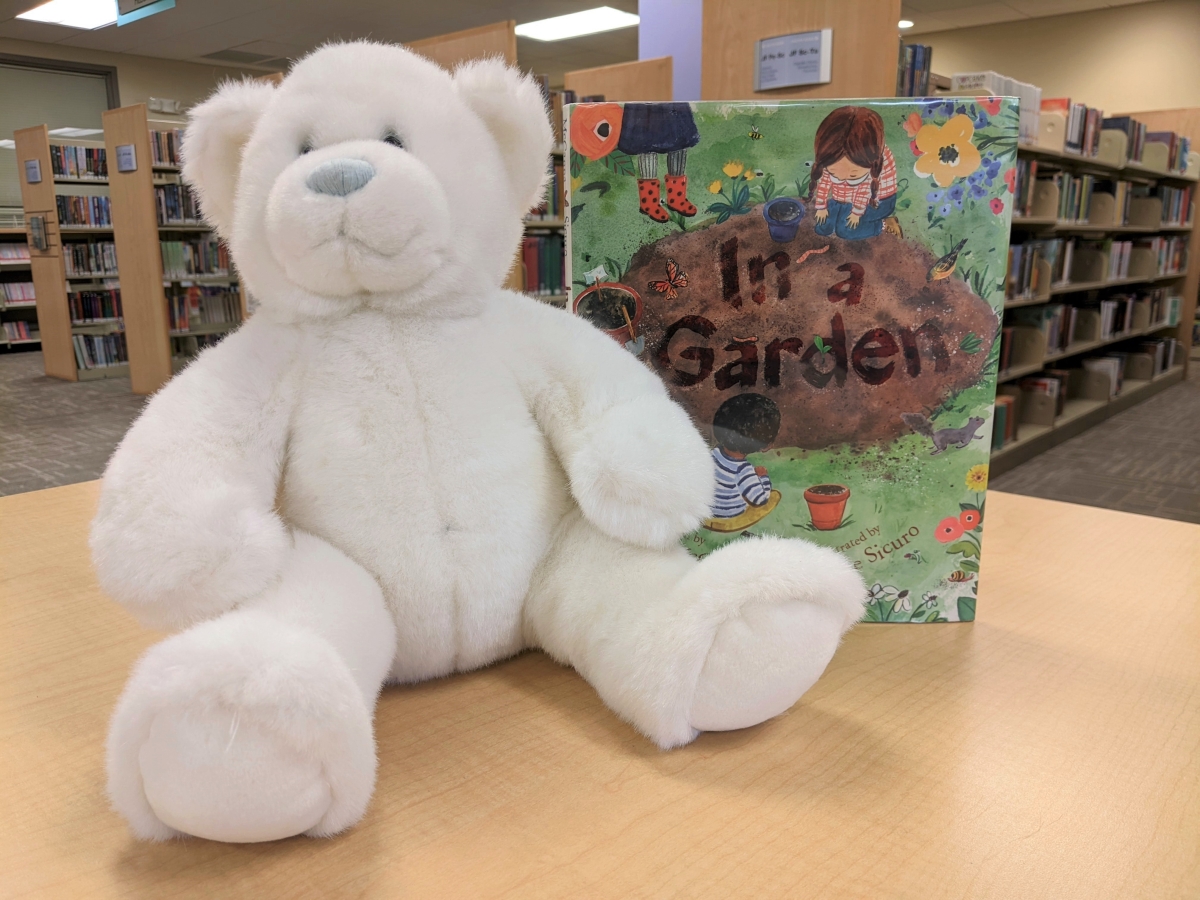 Polar bear with a book