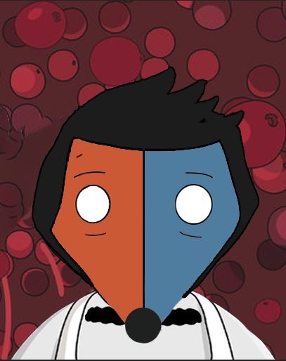 FRVPLD fox as Bob Belcher in front of cranberry bog