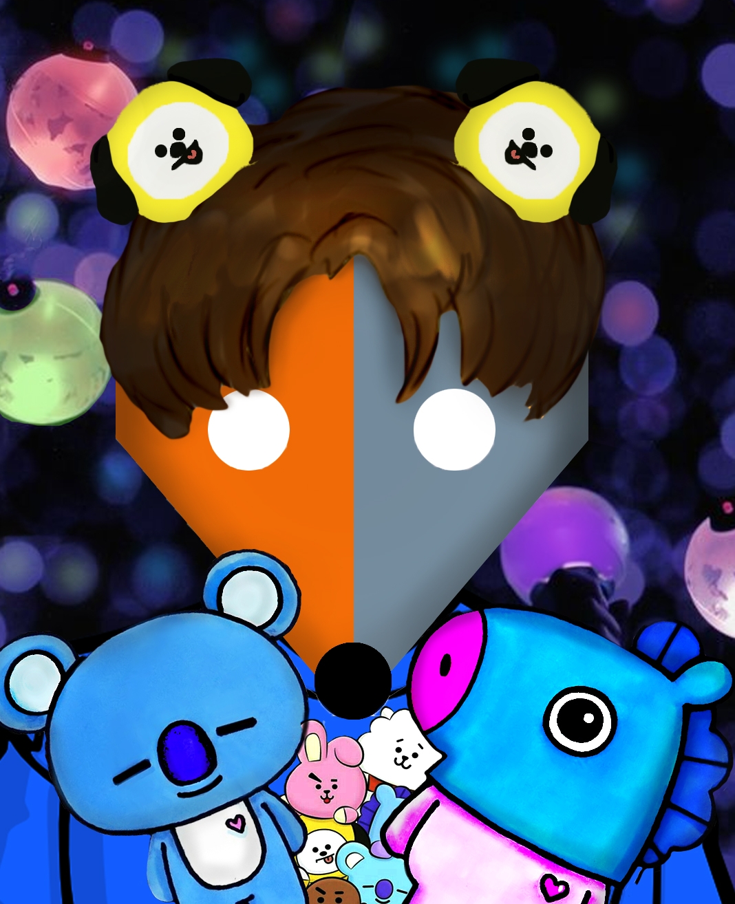 Fox logo with Chimmy headband and Koya and Manga plushies