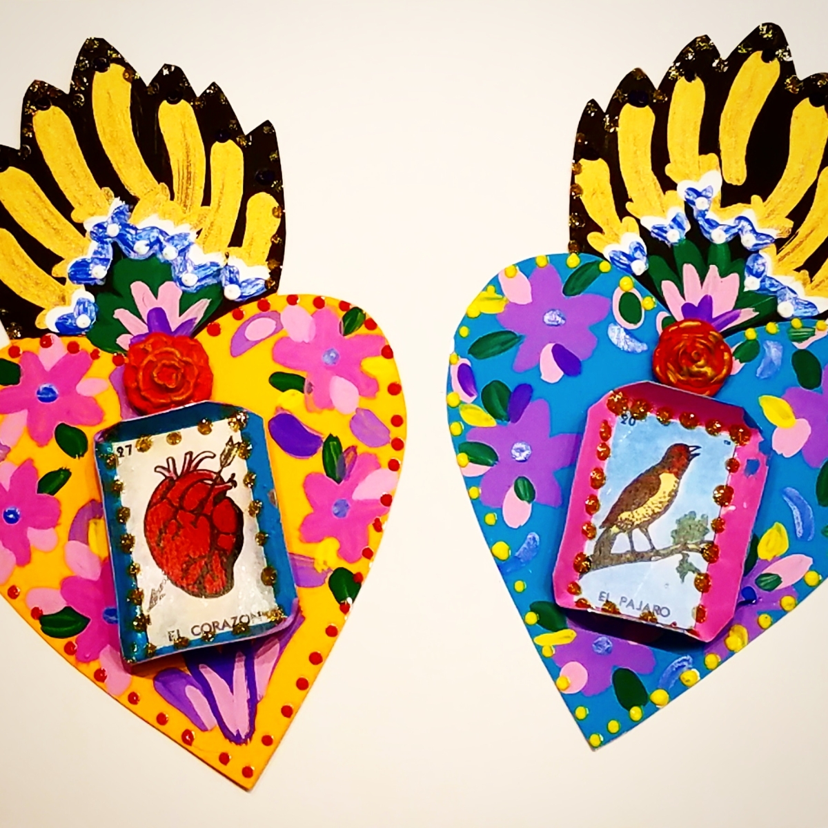 Mexican tin hearts examples