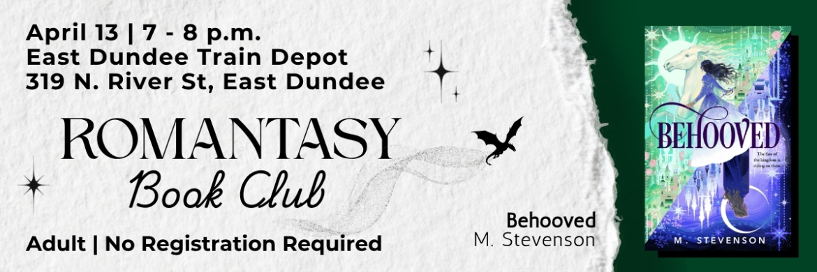 Romantasy Book Club on April 13 from 7-8 pm.